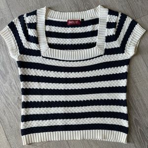 Rumble 59 Navy & white striped square neck sweater. Size S. Fits like a Large.